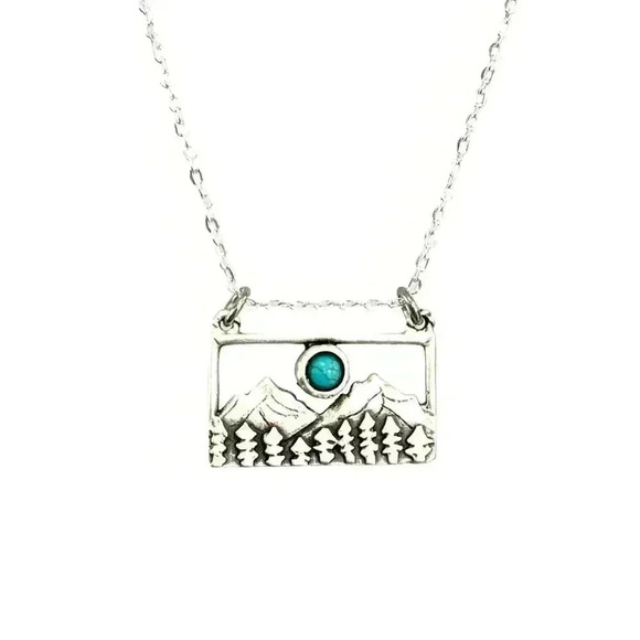 Turquoise Western necklace mountain pendant - Picture 2 of 10